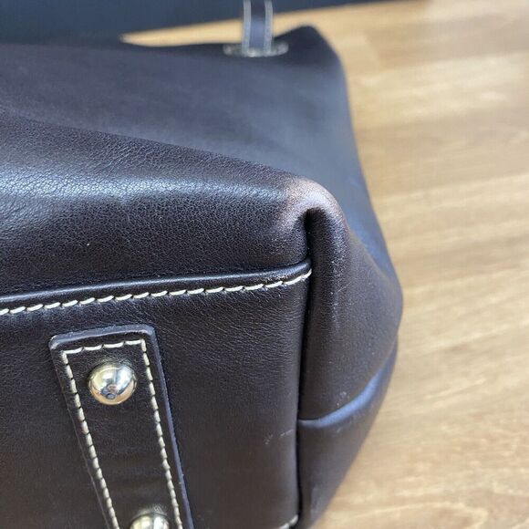 Dooney and Bourke Portofino Grommet Shopper Brown Clean SEE Gold Hardware - Picture 5 of 16